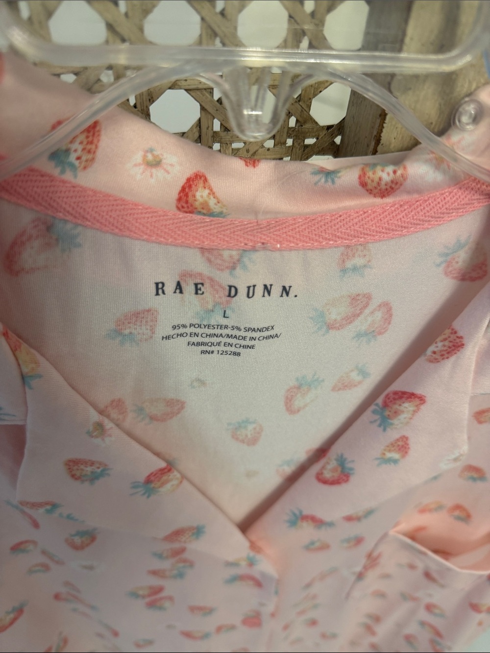 Rae Dunn Pink/White/Red Strawberry Print Loungewear/Sleepwear/PJ Set - Picture 2 of 4